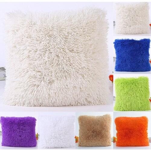 Artificial Fur Cushion Cover Hairy Faux Plain Fluffy Soft Washable Pillow Case Single/double-faced plush decor 45