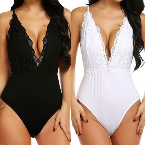 2019 New Fashion Women Lace Lingerie Sling Nightwear G-string Design Costum Erotic Sexy Underwear V-Collar Pajamas