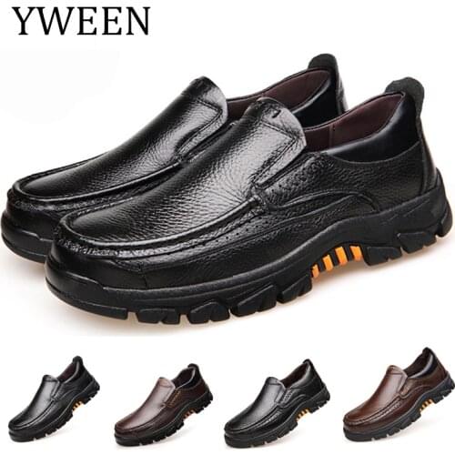 YWEEN New Men Casual Shoes Autumn Winter Split Leather Wear-resistant Shoes Male British designer shoes Outdoors Mens Shoes