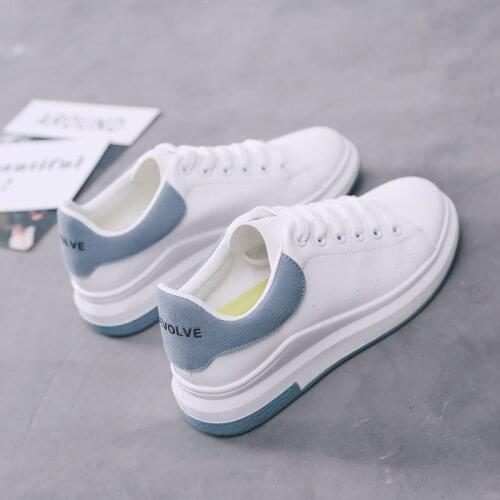 2018 spring autumn new White shoe female thick lace-up movement shoes breathable joker Color matching sandals