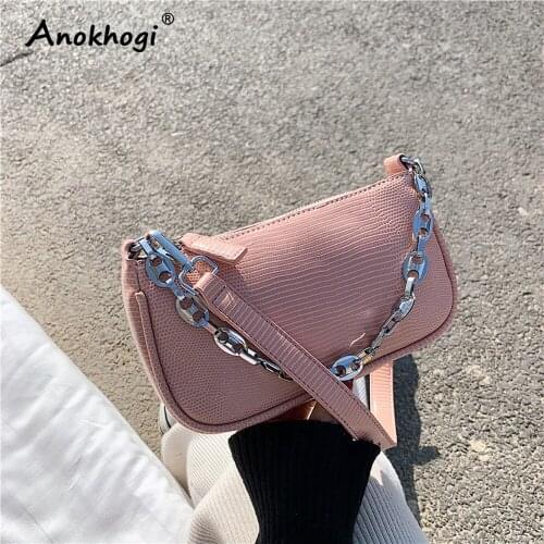 New Style Snakeskin Women Underarm bag Zipper Casual Sertenpine Shoulder Bag PU Chain Handbag Baguette Bags ML81
