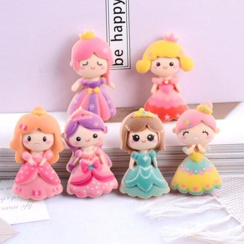 Cartoon Princess Kawaii Resin Flatback Craft Embellishments For Scrapbooking Cream Mobile Phone Case Headwear Decor Diy Material