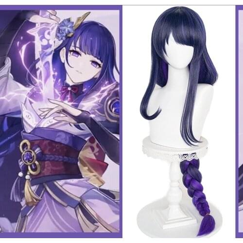 Game Genshin Impact Cosplay Wigs Raiden Shogun Plane of Euthymia Cosplay Wig Heat Resistant Synthetic Wig hairpieces Purple