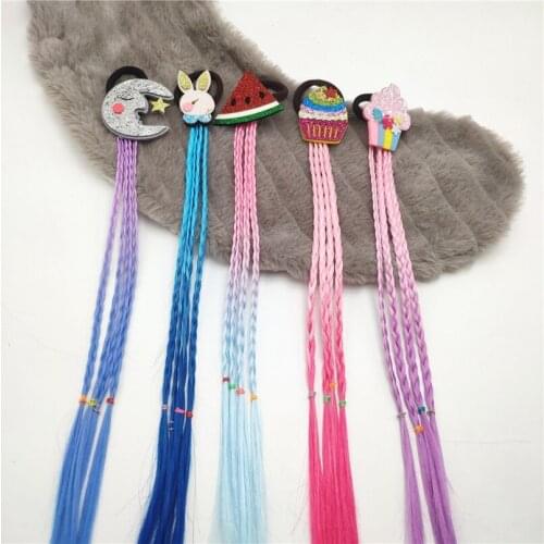 Hair Wig for Kids Girls Braid Elastics Hair Bands Rope Ties Ponytail Headwear Ice cream Bobbles Headband Accessories 0212