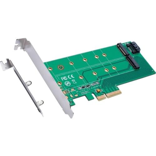 PCIe x4 to NGFF(PCIe) SSD + SATA to NGFF(SATA) Adapter Converter Card Free Drive