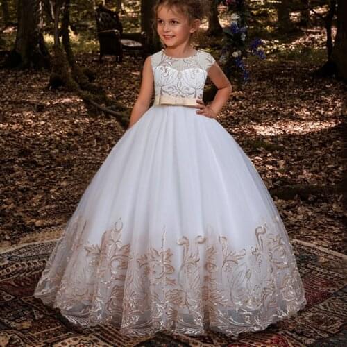 New Year Dress Girls Party Wedding Lace Beading Princess Dresses for Girls Long Formal Prom Dress Girls Costume Vestidos