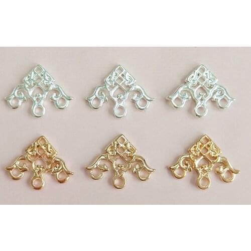 30 PCS 15*20mm Metal Connector Charms Filigree Flower Hair Accessories Handmade DIY Jewelry Making