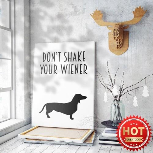 Don't Shake Your Wiener Poster Funny Bathroom Art Wall Decor Lavatory Decor Picture Funny Bathroom WC Prints Minimalistic Art