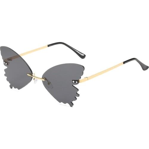 Sunglasses women 2021 luxury brand glasses New style personalized butterfly glasses women colorful rimless sunglasses UV400
