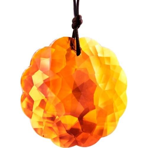 H&D Orange Mandala Drop Hanging Crystals Chandelier Prisms Feng Shui Ornament Rainbow Maker Window Suncatchers Decor 45mm