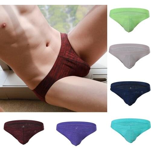 Wangjiang Sexy Low Waist Briefs Mens U Convex Bulge Pouch Briefs Mens Solid Comfortable Soft Bikini Underwear 6 Colors