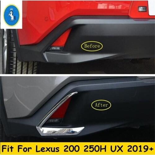 Yimaautotrims Tail Rear Fog Lights Lamp Eyelid Eyebrow Strip Cover Trim ABS Chrome Accessories For Lexus UX 200 250H 2019 2020