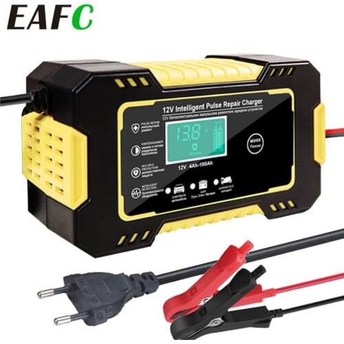 12V 6A Intelligent Car Motorcycle Battery Charger For Auto Moto Lead Acid AGM Gel VRLA Smart Charging 6A 12V Digital LCD Display