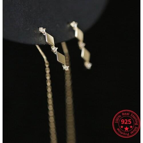 925 Sterling Silver14K solid gold Earline chainstud earring Women Summer simple style Beach Party Jewelry Accessories