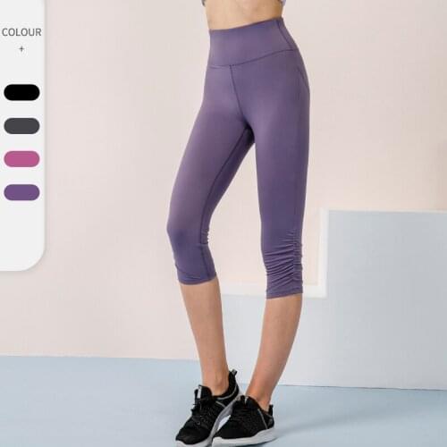 Women Seamless Yoga Pants High Waist Gym Leggings Sexy Push Up Leggings Energy Elastic Trousers Solid Color Cropped Yoga Pants