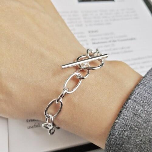 Women and Men 925 Sterling Silver OT Clasp Toggle Bracelet Oval Link Chain Bracelet