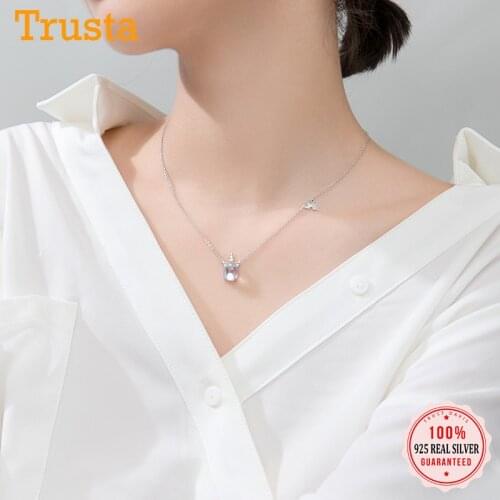 Trustdavis 100% 925 Solid Real Sterling Silver Rainbow Unicorn Pendant Short Necklace For Girl Women Jewelry DA314