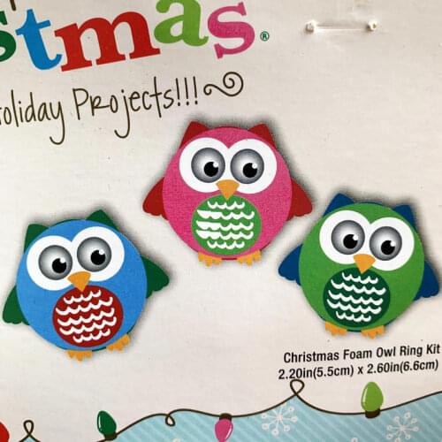 1bag/LOT.can make 12 Christmas foam owl ring kit Holiday projects Kindergarten handwork Early educational toys DIY toys