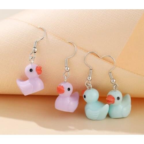 Cartoon Animal Duckling Earrings Pendant Earrings Cute Animal Pendant Jewelry Accessories Hook Earrings 4*1.5cm New Trendy 1pair