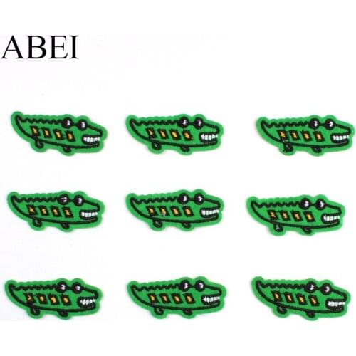 10pcs Crocodile Embroidery Animal Patches School Bag Jacket Jeans Hat Cartoon Iron On Patches For Clothes Small Glue Sticker