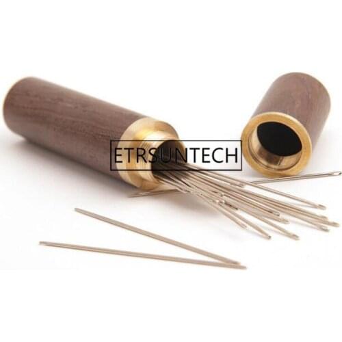 100pcs Hand Sewing Needles Embroidery Mending Housing Case Durable Practical Wood Box Leather Knitting Craft DIY Tools