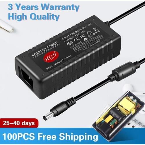 100pcs High Quality AC100V-240V DC 12V 3A 4A 5A Power Supply Adapter 12 V Lighting Transformer Converter For LED Strip CCTV