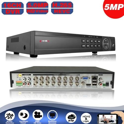 16 Channel 5MP AHD DVR NVR Hybrid 6 in 1 Video Recorder for 5MP 4MP 1080P TVI CVI CVBS AHD IP CCTV Security Camera with 4TB HDD