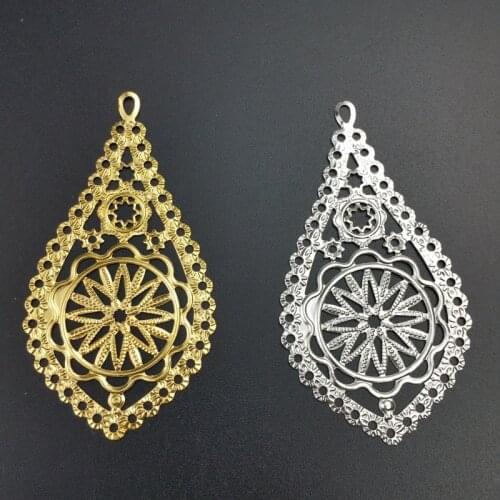 20pcs /lot 42x78mm Filigree drop Wraps Flower Connectors Metal Crafts Gift Decoration DIY Findings Ear accessories