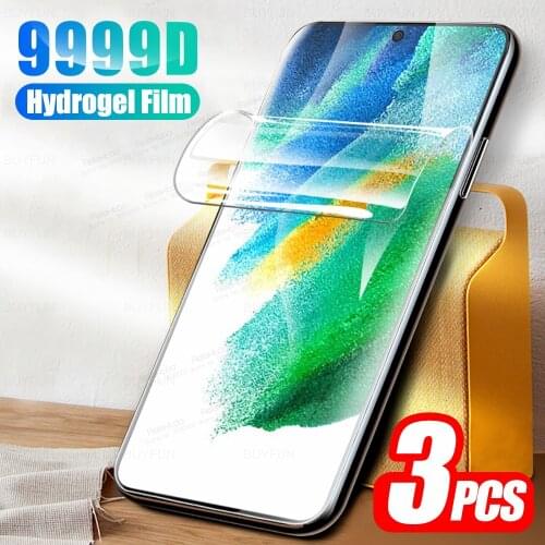 3pcs Full Curved Hydrogel Soft Film For Samsung Galaxy S21 FE 5G S 21 Fan Edition SM-G990B Protective Screen Protector Not Glass