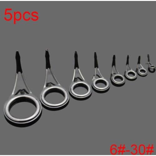 5Pcs/set 3mm-23mm Internal diameter Vintage Oval Fishing Top Rings Fishing Rod Guides Pole Repair Kit Fishing Line Guides