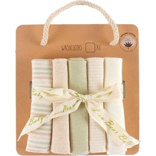 5pcs/set Baby Feeding Towel Natural Organic Cotton Baby Washcloths Nursing Towel Handkerchief Saliva Towel