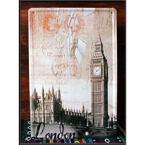 50pcs/lot Metal Sign shabby chic London Big Ben wall poster Retro Tin sign Vintage Antique Metal Painting Home Bedroom Club Bar