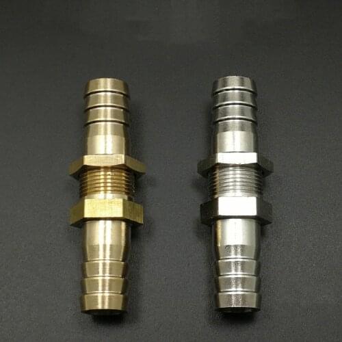 6 8 10 12 13 14 16 19 25mm Hose Barb Tail Brass Bulkhead Pipe Fitting Coupler Connector Panel Installtion