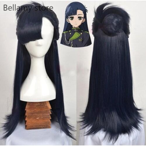 Anime Seraph of the end Shigure Yukimi Long Dark Blue Heat Resistant Cosplay Costume hairwear Wig+Wig Cap