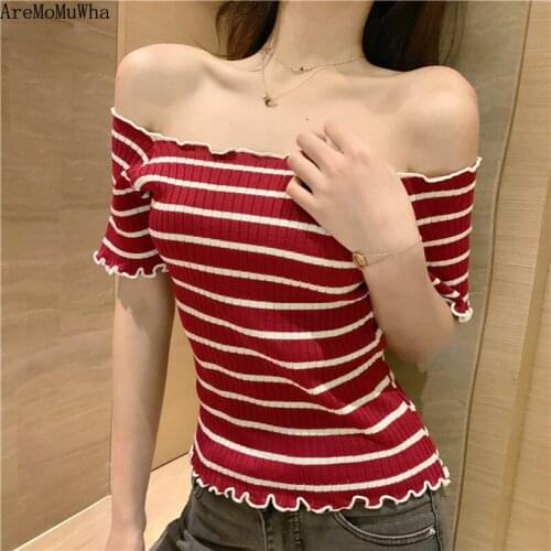 Женские полосатые футболки AreMoMuWha China At AliExpress