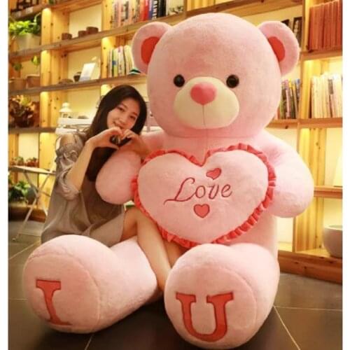 80/100Cm Big Pink Plush Toy Creative Teddy Bear Stuffed Animals Glowing Birthday Gift for Kids Pillow Grilfriend Girl Wife Child