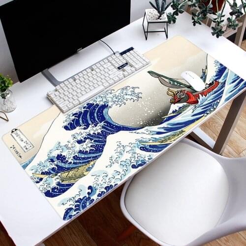 Large Mouse Pad Gaming Computer Mat Mousepad Big Mouse Mat Gamer Office Desk Pad Rubber Keyboard Kanagawa Waves Mausepad