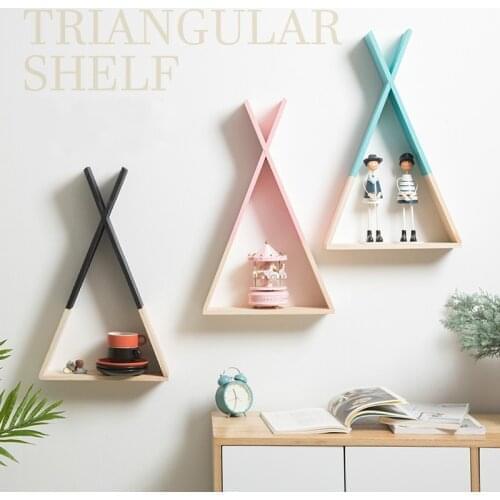 Nordic Storage Rack Wall Shelf In Decorative Shelves Wooden Fork Shelf Display Racks Living Bedroom Children Room Decoration