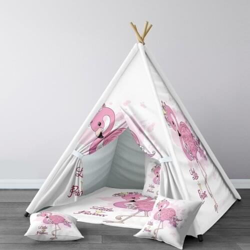 Play Tent for Kids Wigwam Portable Indoor Playground Tents Children Bedrooms Pink Flamingo White Little Princess Model 048