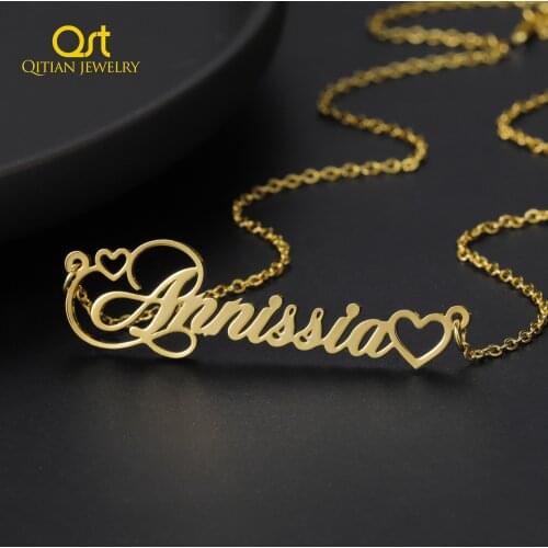 Personalized Heart Name Necklaces Customized Cursive Script Name Necklaces High Quality Stainless steel Jewelry For Women Gifts