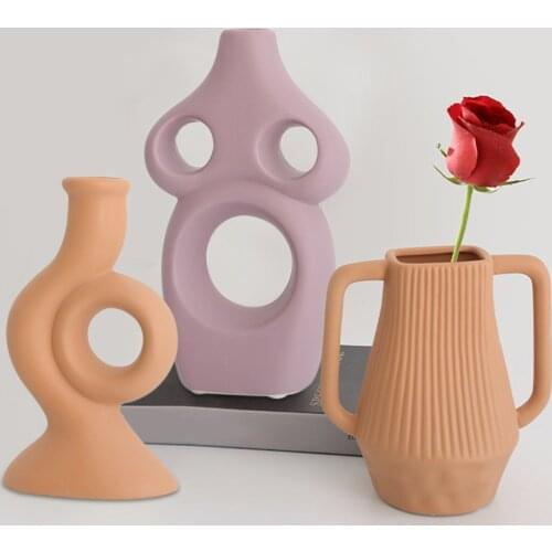 Farmhouse Decor Ceramic Vase Flower Holder Vase Purple Flower Pot Flower Arrangement Art Ornaments