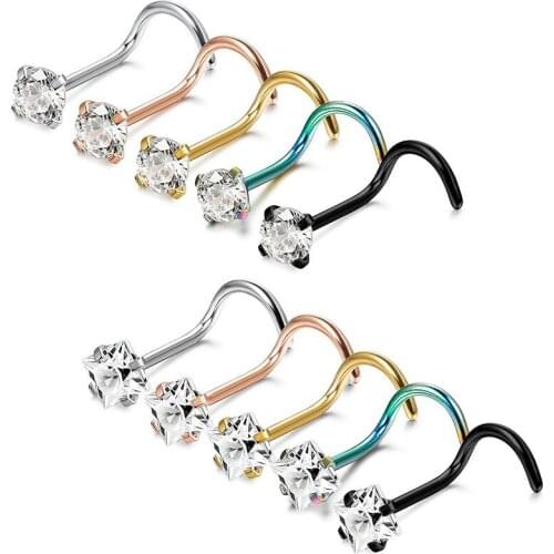 Stainless Steel Rhinestone Nose Rings Body Jewelry Nose Studs Hooks Body Piercing Faux