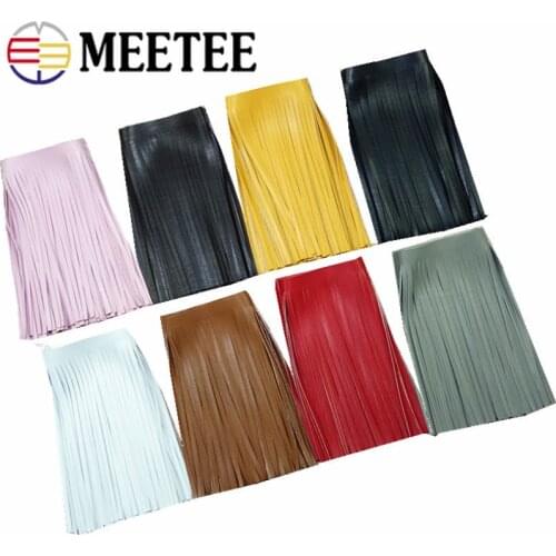 Meetee 5Meters 15cm*5mm PU Leather Tassel Lace Ribbon for Handbag Skirt Clothing DIY Manual Decoration Sewing Accessories