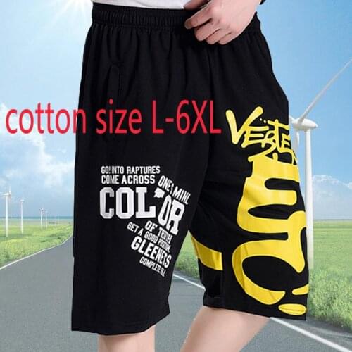 New Arrival Hip Hop Men Health Cotton Casual Loose Shorts Elastic Waist Knee Length Print Plus Size L XL 2XL 3XL 4XL 5XL 6XL
