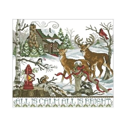 Winter Christmas Wonderland- Needlework,For Embroidery,DIY 14CT Unprinted Arts Cross stitch kits Set Cross-Stitching Home Decor