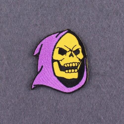 Skull Skeletor Patches On Clothing Punk Clothes Stripes Iron On Patch Embroidered Patch DIY Patches For Clothes Applique Decor