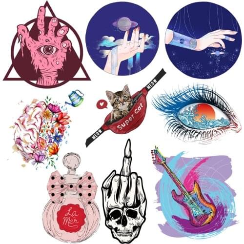 Hand Patches Iron On Patches For Clothing Punk Patch Heat Transfer Patches Colorful Thermal Sticker Iron On Transfer Appliques