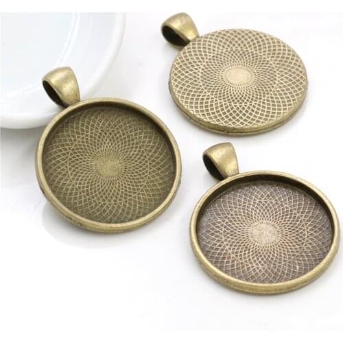 New Fashion 10pcs 25mm Inner Size Antique Bronze Round Cameo Cabochon Base Setting Charms Pendant (A5-11)