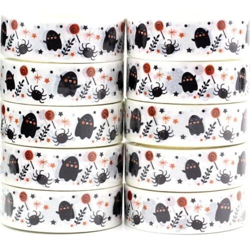 NEW 10pcs/Lot Decorative Ghost Spider Orange Lollipop Halloween Washi Tapes Bullet Journal Adhesive Masking Tape Cute Stationery
