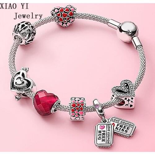 XIAOYI 2020 new S925 Red love kiss confession knitting Bracelet elegant fashion high quality good wishes surprise gift female